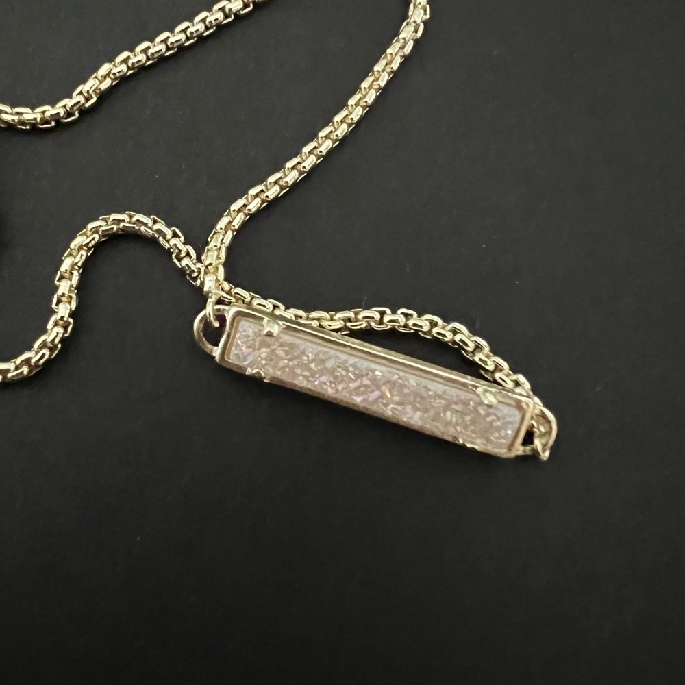 Kendra Scott Adjustable Chain Bracelet, White Rectangular Stone, Gold Plated